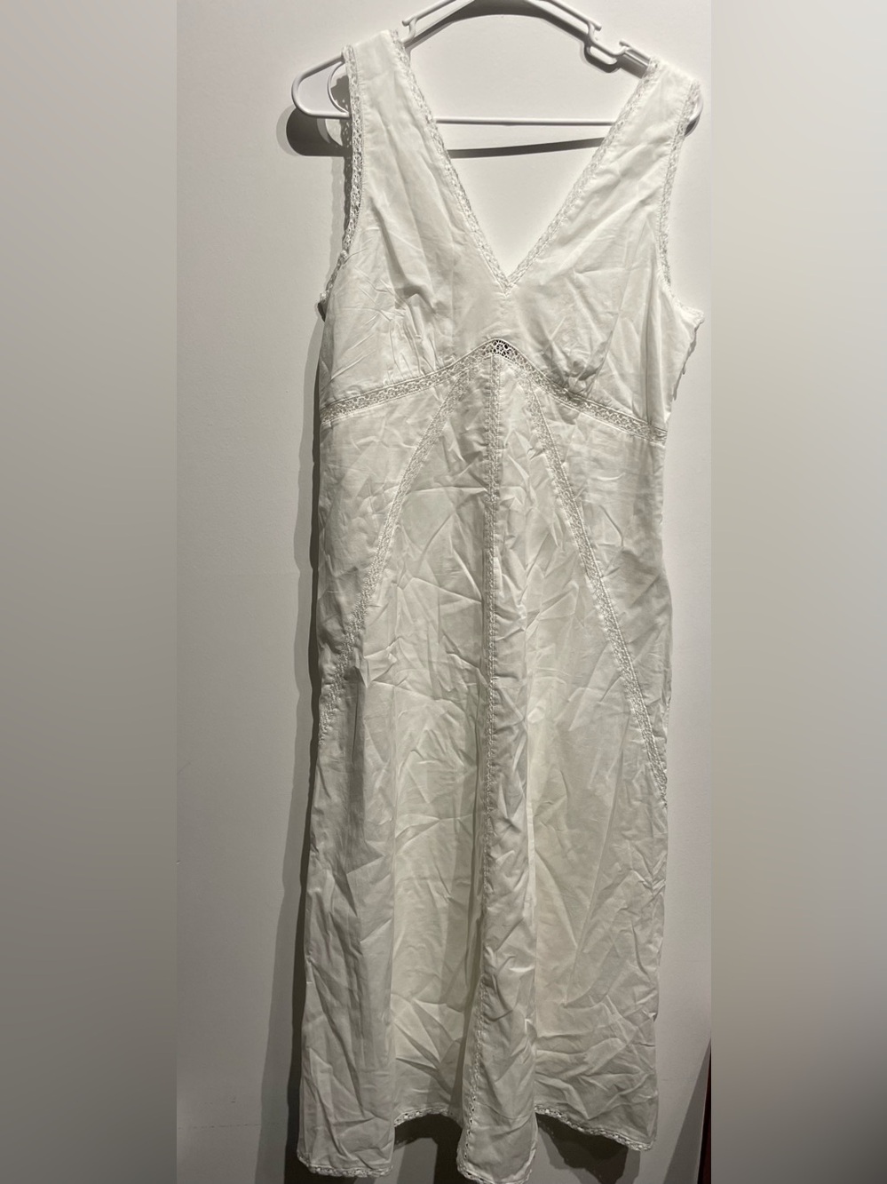 Universal Thread Women's Lace Trim Midi Slip Dress White Medium NWT